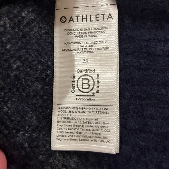 NWT Athleta Hawthorn Textured Merino Wool Blend Crew Sweater size 3X. - Picture 8 of 8